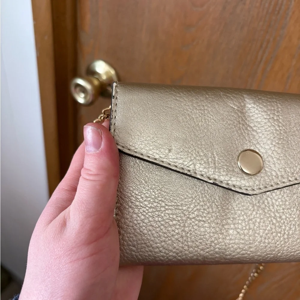 Street Level Metallic Gold Envelope Wallet Crossbody Purse